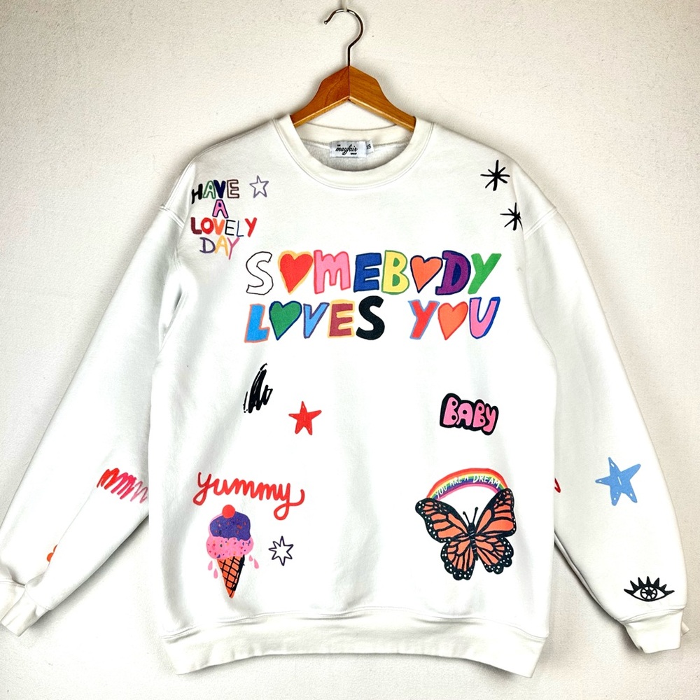 The Mayfair Group Somebody Loves You Graphics Crewneck Sweatshirt - Picture 2 of 14